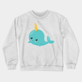 Unicorn Whale, Blue Whale, Cute Whale, Baby Whale Crewneck Sweatshirt